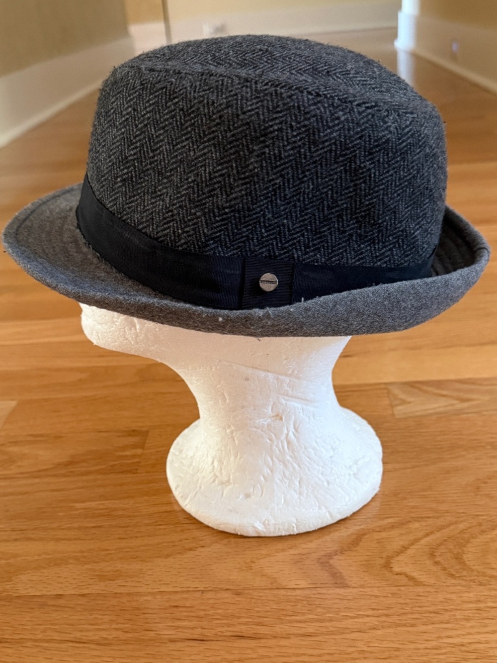 Stetson Fedora Hat Black Ribbon Gray Light Gray Youth Size Large